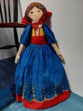 VINTAGE 1985 SNOW WHITE HANDMADE RAG DOLL 15" ARMS ARE MOVEABLE