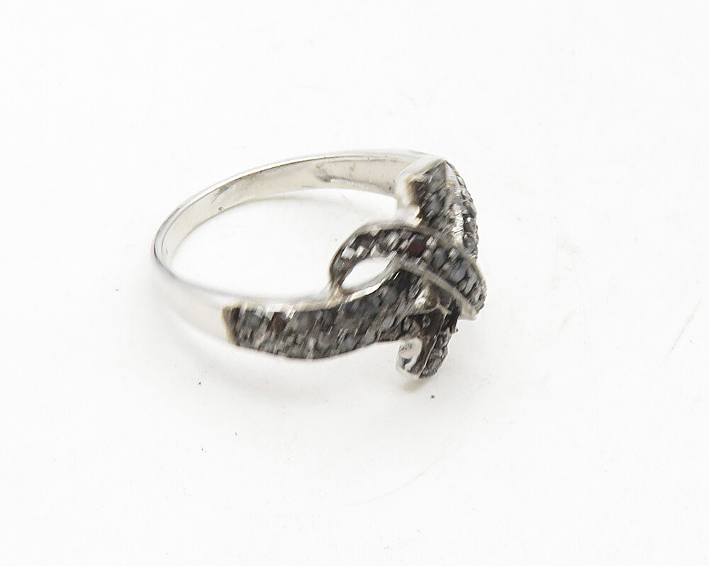 【R&B】BLACK DIAMOND 925 Sterling Silver Vintage Genuine Black Diamonds Band Ring
