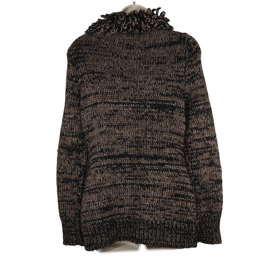 Leifsdottir Anthropologie Zip up Cardigan Sweater Size S Brown Black Metallic  - Image 4 of 4