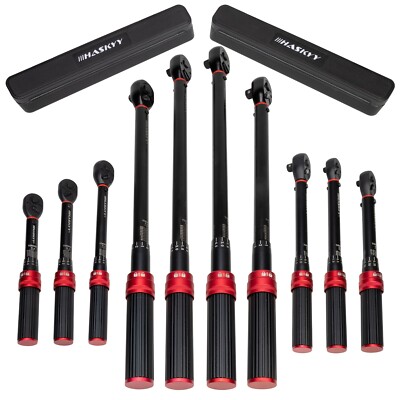 Drehmomentschlüssel 1/2'' 3/8'' 1/4'' 1-350Nm Teleskopratsche Auswahl Bit Set