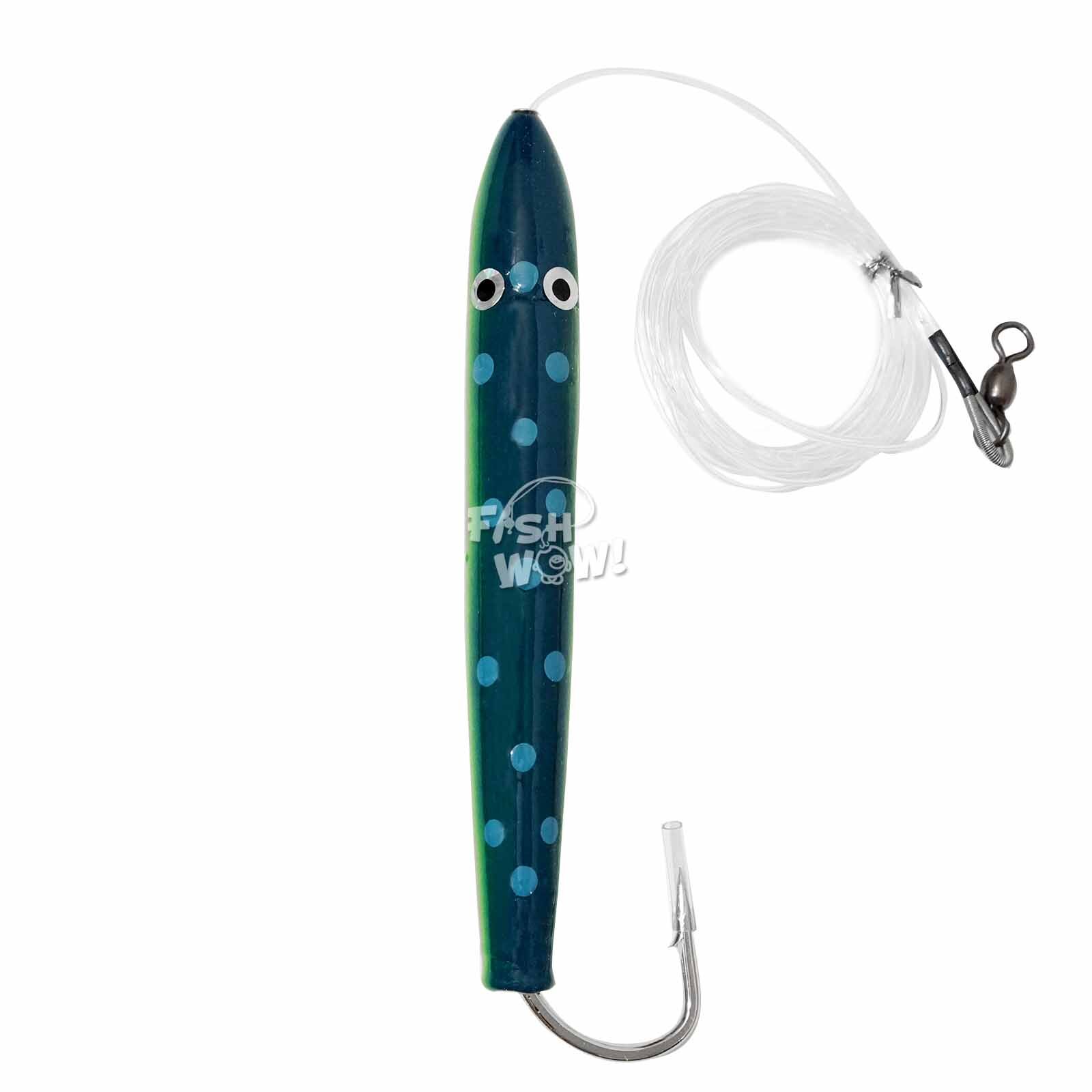 2pcs Fish WOW! 6" Fishing Cedar Plugs Rig Tuna Mahi Trolling Wood Lure 2-color - Image 8