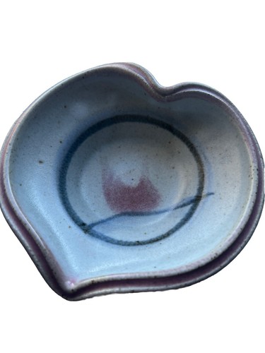 2er Set Keramik Herzform Schalen Schmuck Schlüssel grau rosa gestempelt 90er - Bild 10 von 13