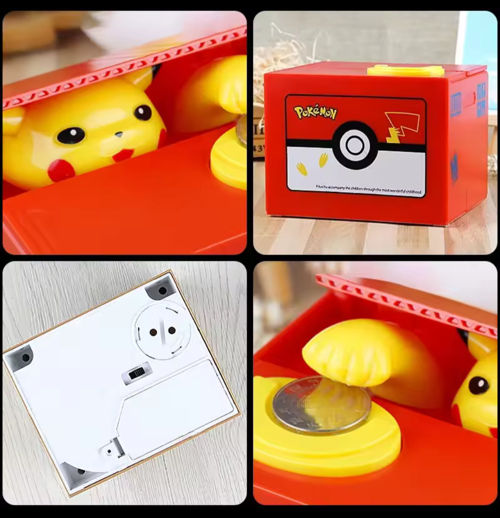 Pokemon Piggy Bank Action Figure Anime Cartoon Pikachu Electronic Plastic Money