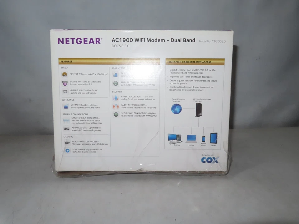 NETGEAR C6300BD DOCSIS 3.0 AC1900 Cable Modem WiFi Router  - Image 2 of 2