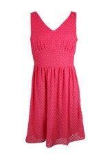 Nine West Pink Belted Burnout Polka Dot Fit & Flare Dress 6