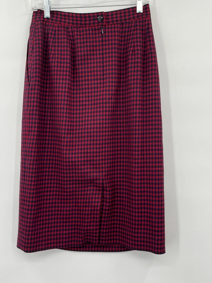 Pendleton Women's Wool Red & Navy Skirt Size 10 Fits Like Size 6 Vintage - Image 3 of 4