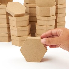 Set of 144 Factory Direct Craft Small 2-7/8" Paper Mache Hexagon Boxes