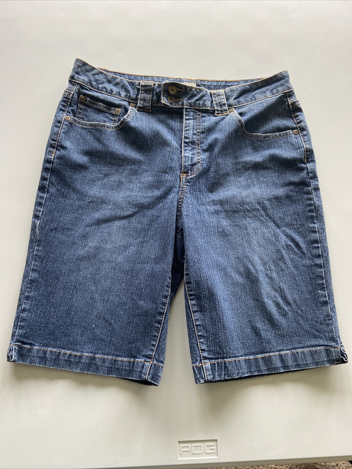 St Johns Bay Stretch Womens Jean Shorts Size 12 Blue Denim 93677 eBay