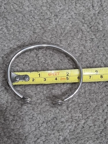 PANDORA Sterling silver 925 Signature Logo Pave Open Cuff Bangle 590528 Size 2 - Picture 6 of 14