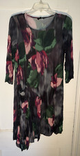 Lisa Bayne Luna Mesh Floral Sheer Art to Wear Dress SIze M