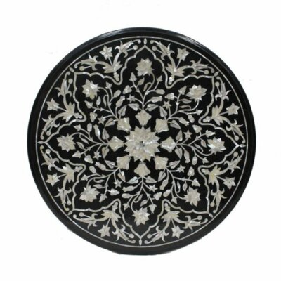 18'' Marble table Top semi precious stones pietradura Inlay art home decor