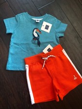 NWT Janie and Jack Baby boy SUMMER 2-piece toucan teal orange shorts SET 3 6