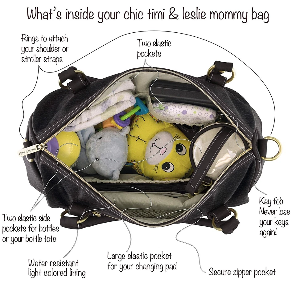 Juego de 7 bolsas de pañales Timi & Leslie Madison, edición negra Foto 2 de 3