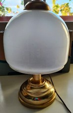 LAMPADA DA TAVOLO IN OTTONE E VETRO VINTAGE ABAT-JOUR anni 70
