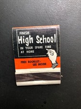 OLD Vintage "Finish High School-Academy for Home Study" matchbook MADE IN USA