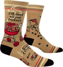 Blue Q Men  s Funny Novelty Crew Socks I'll feed all you F ckers  size 7 - 12 