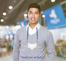 ONE PIECE LANYARD FOR YOUR FACE MASK EASY CLIP TO HANG YOUR MASK BLUE COLOR 