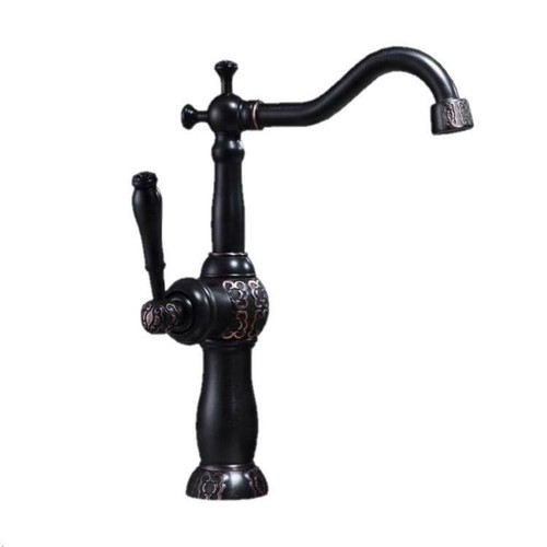 14" Round Copper Vessel Bath Sink in Natural Fire with 13" ORB Faucet & Drain - Picture 4 of 5