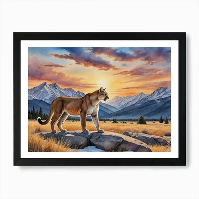 Where the Sky Meets the Eart Cougar Gerahmtes Wandbild Poster Leinwanddruck Bild