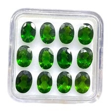 12 Pcs Natural Chrome Diopside 7x5mm Oval Cut Vivid Green Loose Gemstones Lot