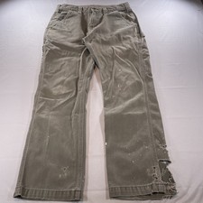 Vintage Thrashed Carhartt Straight Twill Dungaree Men  s 32x30 Green B324-DFE