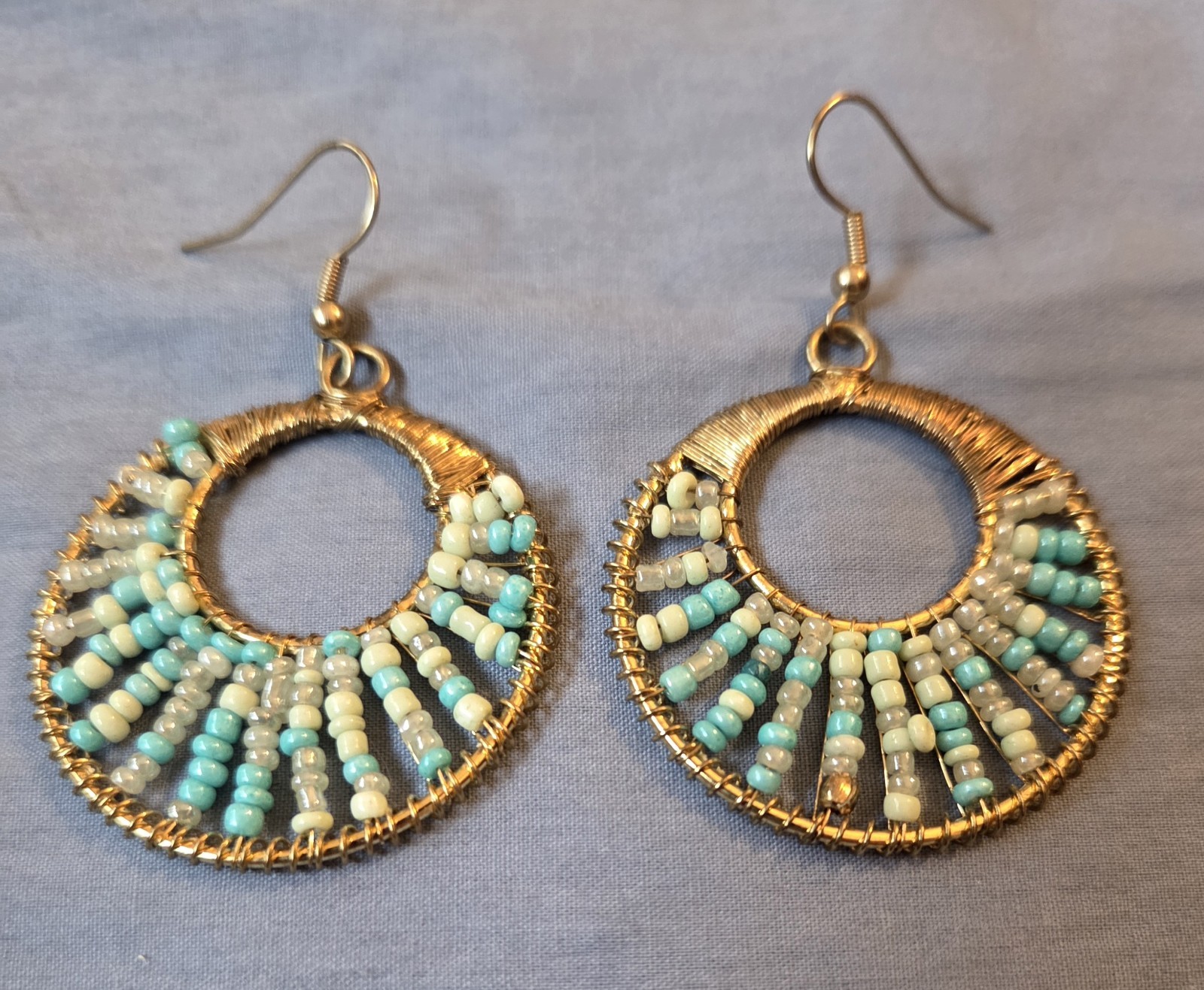 Earrings Native American Handcrafted Turquoise Be… - image 2
