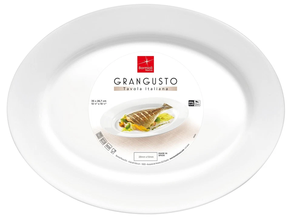 Plato de vidrio ópalo blanco Grangusto Fish 36Cm Foto 4 de 4