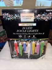 Gemmy Orchestra of Lights Color Changing 24 LED Icicle Lights Christmas Holiday
