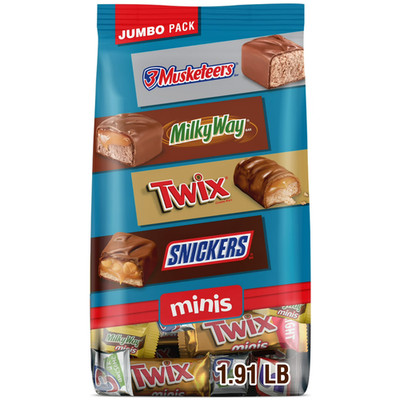 Snickers, Twix & More Minis Chocolate Candy Bars Variety pack - 30.63 oz Bulk Ba