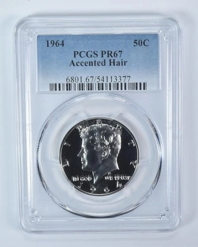 1964 Kennedy Half Dollar Accented Hair PR67 PCGS Blue Label