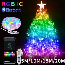 USB RGBIC LED Fairy String Light 5-20M APP Bluetooth Remote Christmas Decoration
