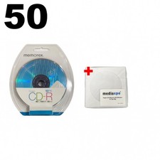 50 Memorex 48X CD-R 80min 700MB Ocean Logo Top & 100 Paper Sleeves