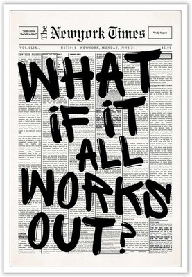 RetroBlack And White Newspaper Poster What If It All Works Out Canvas Wall Art 