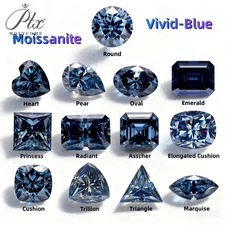 2-10CT Original Royal Blue Moissanite Stone Loose Moissanite Cushion Gemstones