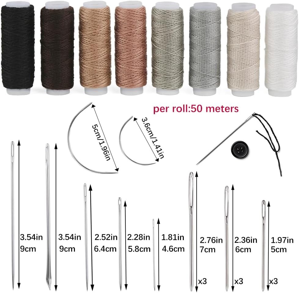 BAGERLA Upholstery Repair Sewing Kit Heavy Duty with Awl 8 colors 