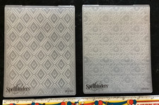spellbinders 2 embossing folders ses-002 ses-001 lightly used geometric patter
