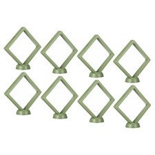 4.3" x 4.3" 3D Floating Display Case, 8pcs with Base Stand, Green