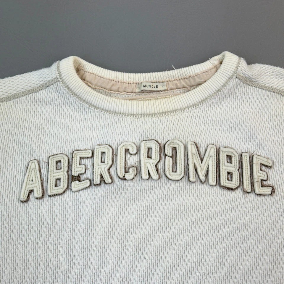 Vintage Abercrombie & Fitch Shirt Mens 2XL Cream Muscle Thermal Long Sleeve Y2K - Image 4 of 4