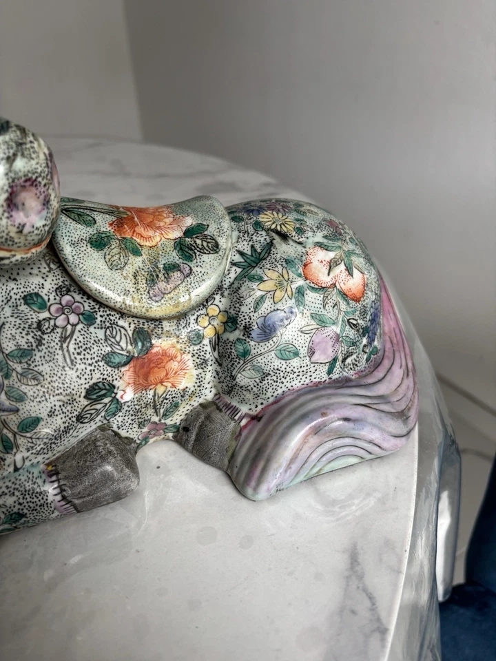 Ancien cheval en porcelaine asiatique 27 × 20 cm - Photo 3/4