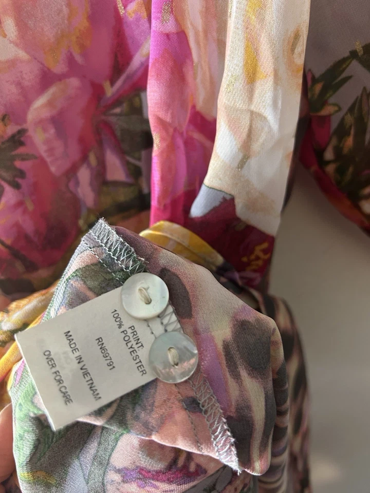 Blusa túnica Figueroa & Flower 2x floral roja naranja informal día carrera relajada Foto 4 de 4