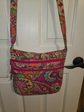 VERA BRADLEY TRIPLE ZIP HIPSTER PINK SWIRLS CROSSBODY