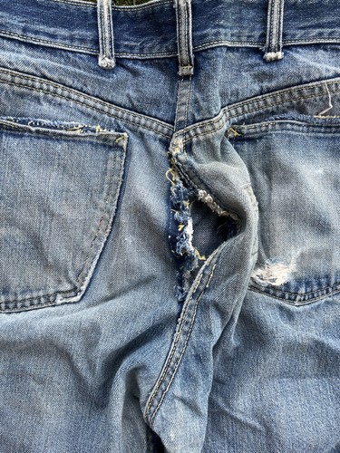 True Vintage 1960s Buckaroo Big Smith Sanfordized Jeans 32x29 DISTRESSED - Picture 6 of 7