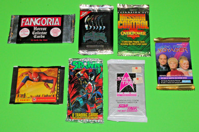 COMIC 7 UNOPENED TRADING CARD PACKS SPAWN SPIDER-MAN STAR TREK FANGORIA RANGERS