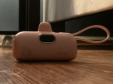 Pink USB-C Power Bank Portable Charger w/ Built-In Charging Cable, Matte