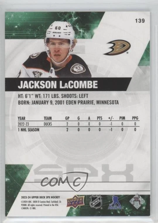 2023-24 SPx Rookies /299 Jackson LaCombe #139 Rookie RC - Image 2 of 2