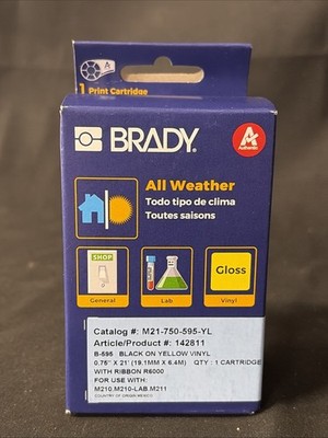 BRADY M21-750-595-YL BLACK ON YELLOW VINYL LABEL PRINT CARTRIDGE