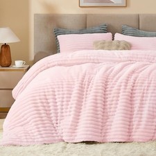 Fleece Comforter Set -Super Soft Warm Fluffy Bedding, Twin Cherry Blossom