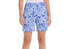 NWT Rafaella Blue White Floral 6  Stretch Bermuda Shorts Size 6