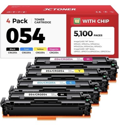 JCToner CRG054 Compatible Laser Toner Cartridge 4-Pack for Canon MF640 Series