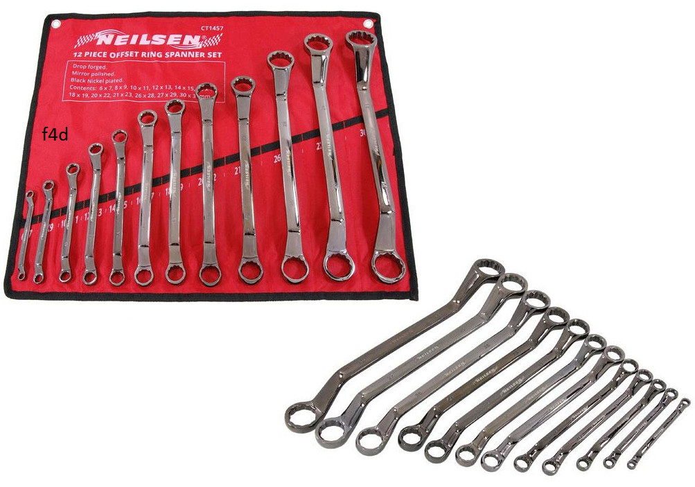Offset Ring Spanner Set 12pc Wrench Double Ended Long 6mm -32mm CT1457
